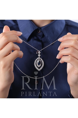 5.00 Karat Safir Laboratuvar Pırlanta Kolye - Hrd Sertifikalı