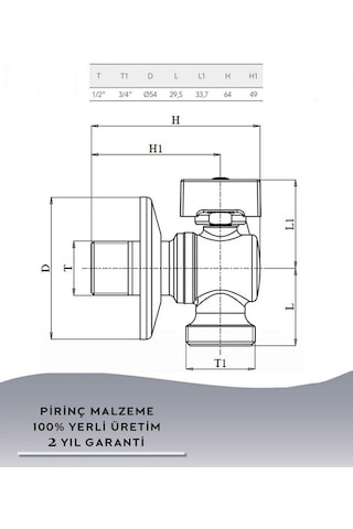 Küresel Çamaşır, Bulaşık Makina Musluğu - %100 Prinç Gri