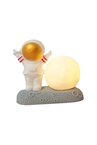 Uzay Adamı Ay Gece Lambası Dekoratif Sevimli Görünümlü Sıcak Işık Gece Başucu Lambası Yatak Odası Ön Altın Diğer