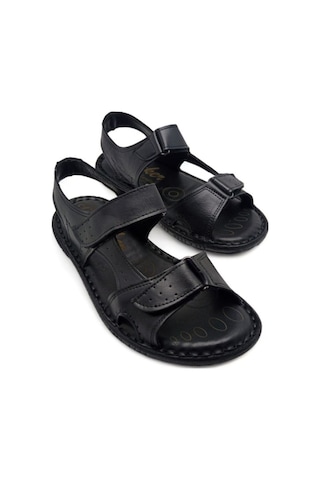 Magic Shoes Hakiki Deri Ortopedik Erkek Sandalet Siyah-yeni Siyah