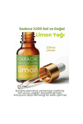 Caracal %100 Saf Limon Yağı Limon Kabuğu Uçucu Yağı 10ml Katkısız Ve Doğal Limon Yağı 10 ML