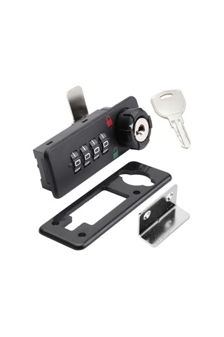 Powermaster Pm-26731 4 Haneli Şifreli Ve Anahtarlı Mekanik Siyah Çekmece Dolap Kilidi Sol