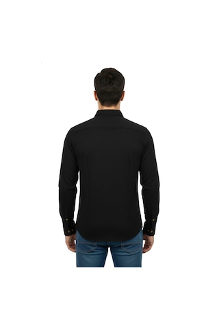 Raymons Erkek Spor Silim Fit Dokuma Gömlek Bgl-st04946 Siyah