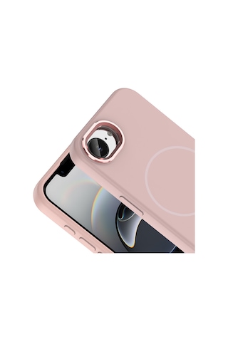 Apple iPhone Uyumlu 17e Manyetik Magsafe Şarj Özellikli Metal Kamera Korumalı Edi Silikon Soft Silikon Kılıf Rose Gold