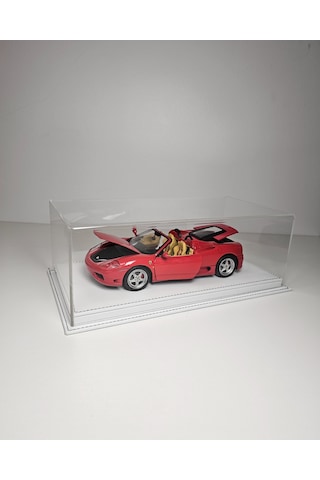 1:18 Model Araçlar İçin Beyaz Deri Tabanlı Pleksi Case