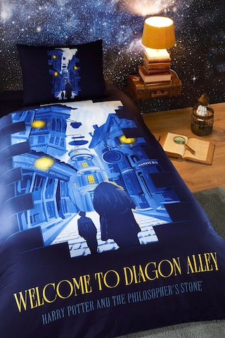 Özdilek Harry Potter Alley Tek Kişilik Lisanslı Lastikli Çocuk Nevresim Takımı Lacivert