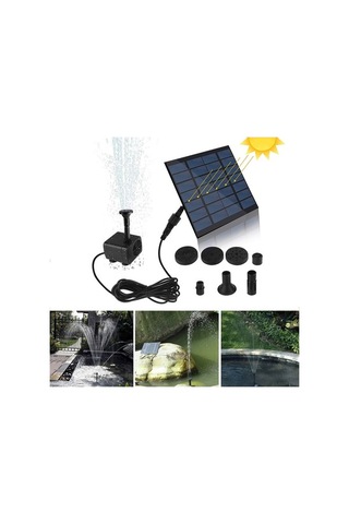 Pazly Güneş Enerjili Mini Bahçe Çeşmesi - 60cm Su Yüksekliği, Siyah Abs Materyal, 7v/1.2w Panel