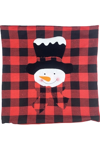 Neevoyu Kumaş Döşeme Kırmızı Pembe Yeşil Kare Desenli 43x43 Cm Yastık Kılıfı Multicolor