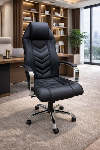Deflen Yönetici Ofis Koltuğu Lüks Büro Koltuğu Ergonomik Yatar Mekanizmalı Deri Siyah