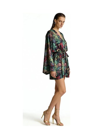 Fumee Alora Kısa Saten Sabahlık / Kimono Çok Renkli