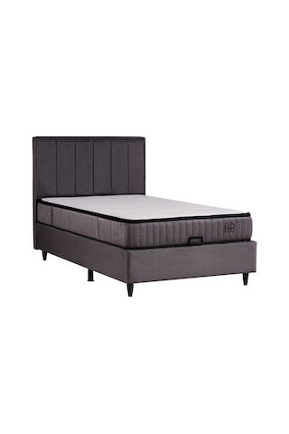 Kilim Mobilya Royal Plus Sandıklı Baza Başlık Paket Yaylı Pedli Yatak Seti Antrasit 100 X 200