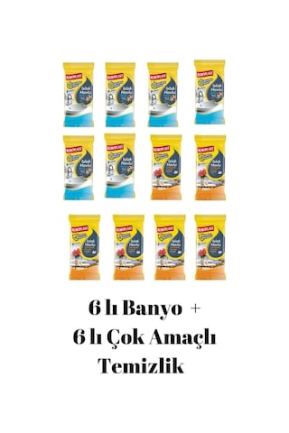Koroplast Islak Havlu Çok Amaçlı Ferah Kokulu 6 Adet + Banyo Okyanus Kokulu 6 Adet