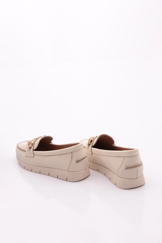 Dgn 5604-2 Kadin Aksesuarli Loafer Ayakkabi Bej Floater