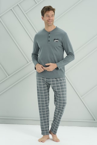 Erkek Interlok Penye Uzun Kol Pijama Takımı 2230 Yeşil Yeşil