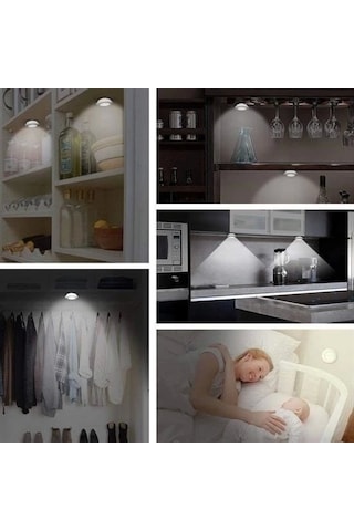 3lü Uzaktan Kumandalı Pilli Yapışkanlı Kablosuz Led Spot Lambalar Çok Renkli