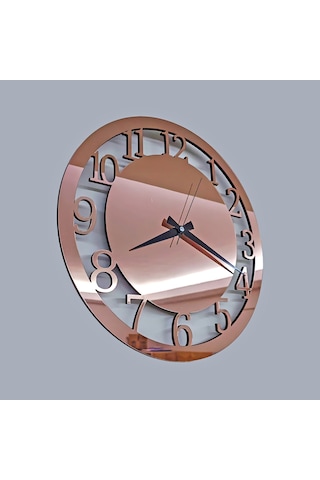 Dekoratif Rosegold Aynalı Duvar Saati Altın