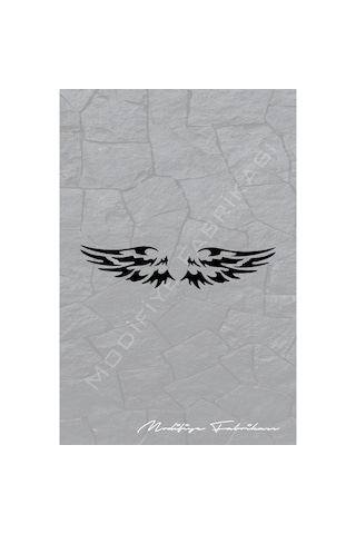 Melek Kanat Sticker Folyo - Siyah - 24 X 5.5 Cm