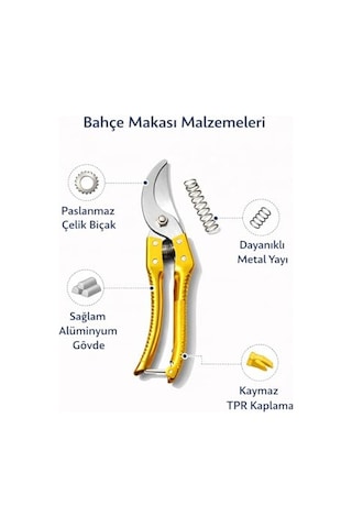 Profesyonel Bahçe Budama Makası Paslanmaz Çelik Keskin Bıçak Ergonomik Kaymaz Sap Dayanıklı Dal Bitki Çiçek Kesme Makası,bahçe Budama Makası Paslanmaz Çelik Keskin Bıçak Sarı-789