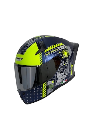 Sway SW 869 Pro Full Face Kapalı Kask Mat Mavi