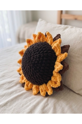 Sunflower Cushion Yastık Kırlent Kahverengi - Sarı