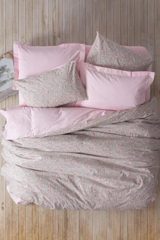 Petite Sihu Pembe%100 Pamuk Tek Kişilik Lastik Çarşaflı Nevresim Takımı Genel