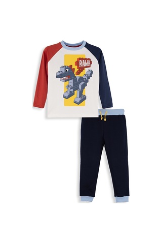 Denokids Bricks Dino Erkek Çocuk T-shirt Pantolon Takım Renkli