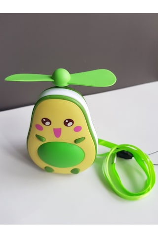 Sevimli Avokado Tasarımlı Led Işıklı Usb Kablolu Mini Fan I Masa Üstü Ve Boyun İpli Vantilatör