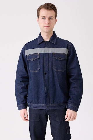 Erkek Denim Isg Mont Koyu Reflektör Detaylı Ce Tulipa Kot İş Güvenliği Reflektörlü Ceket Lacivert