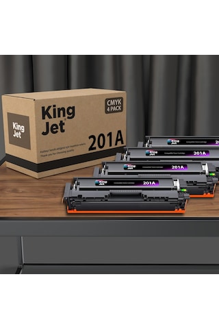 Kingjet Hp Uyumlu 201a Standart Kapasiteli 4 Renk Takım Uyumlu, Toner Çipli M252n İle Uyumlu