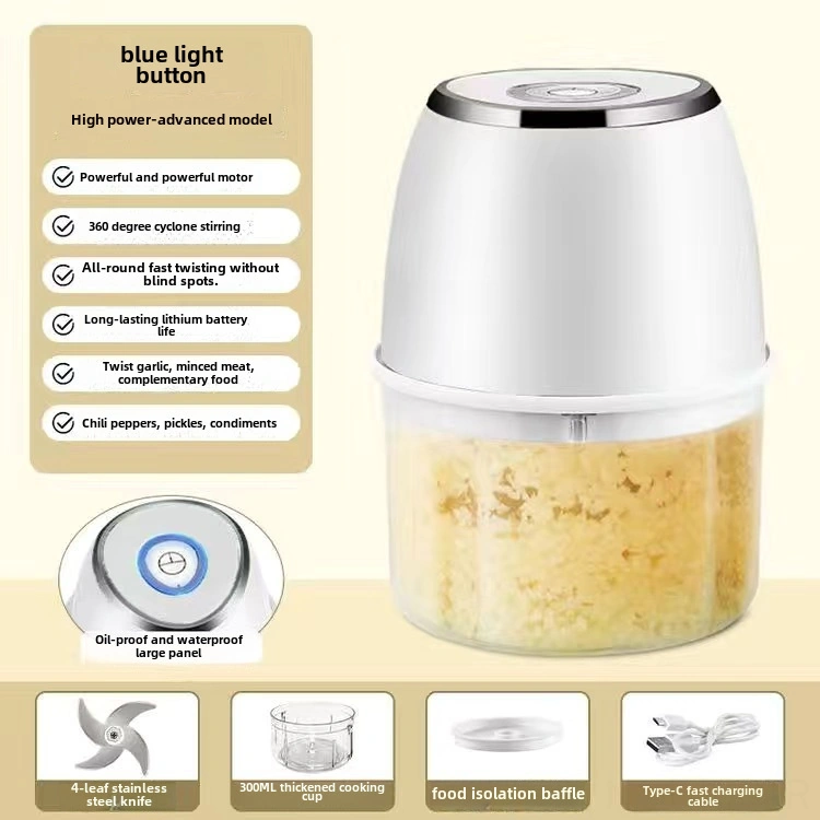 Kangvka Evde Sarımsak, Minced Et Ve Sosları Hızlı Çizer - 300ml Beyaz Pp Kupa + 4 Yapraklı Gelişmiş Bıçaklı Elektrikli Blender Diğer