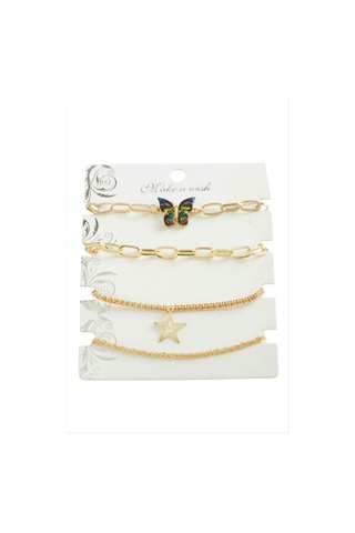 4 Adet Kelebek Trend Zincir Bileklik - Sarı N145