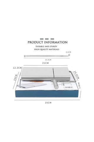 Novahub Peynir Dilimleme Tereyağı Kesici, Paslanmaz Çelik, 6 Yedek Tel, Doğru Boyut Ölçeği Gümüş