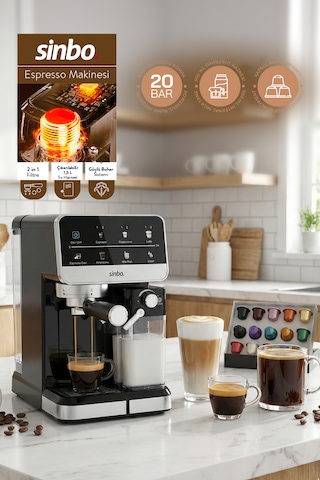 Sinbo SCM-2996 PRO Cappuccino Latte Espresso Makinesi