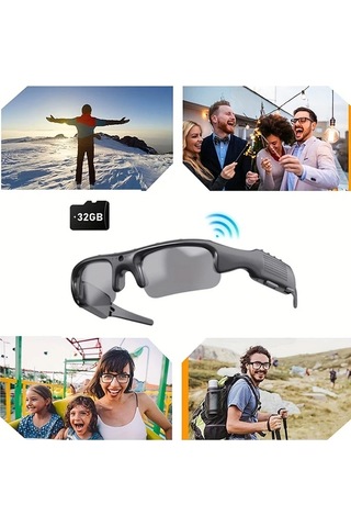 Honeybeeshop Siyah Hd Akıllı Gözlük 32gb Dahili Kamera Video Kayıt Outdoor Spor Bisiklet Gözlüğü
