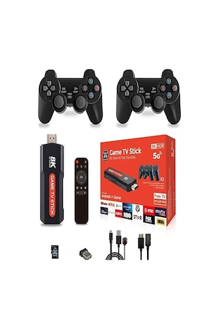 Oyunlu i Game Box Android Tv Stick 8k Hdr 2 Kollu Retro Oyun Konsolu