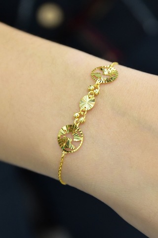925 Ayar Gümüş Gold Kaplama Dünya Kristal Kesim Bileklik