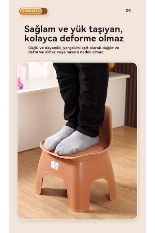 Kalınlaşmış Ev Küçük Tezgah Çocuk Sırtlı Sandalye-yeşil