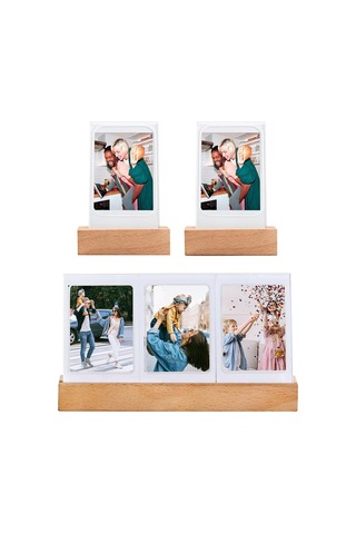 Mini Ahşap Işıklı 5'li Fotoğraf Çerçeve Seti