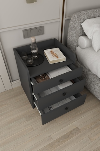 Modern 3 Çekmeceli Komodin Şifonyer %100 Mdf Çok Amaçlı Organizer Kmd01 Antrasit