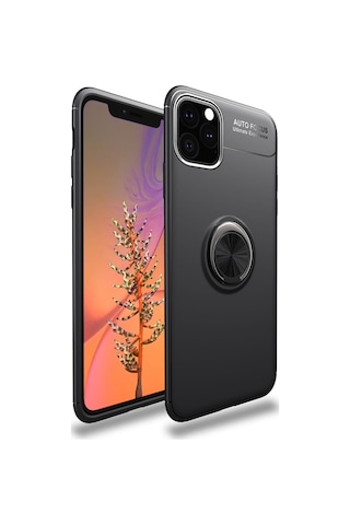 Apple iPhone Uyumlu Uyumlu 11 Pro Max Kılıf Range Yüzüklü Silikon - Siyah