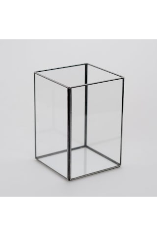 15x10x10cm Siyah Geometrik Teraryum Cam Fanus Vazo Mumluk Yapımı Dekoratif Çok Renkli
