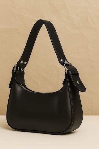 Hmo Store Modern Curve Minimal & Şık Deri Omuz Çantası Siyah