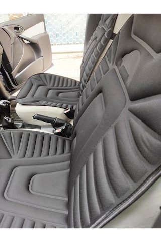 2,li Oto Koltuk Kılıfı Minder Alkantra Kumaş Siyah Renk Kabartmalı