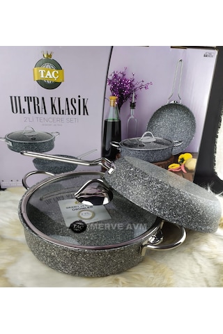 Taç Granit Ultra Klasik 2'Li Tencere Tava Seti Takımı 26 Cm
