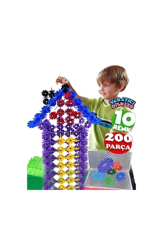 200 Parça Eğitici Kilitli Diskler Stem Eğitimi Uyumlu 10 Renk Kut