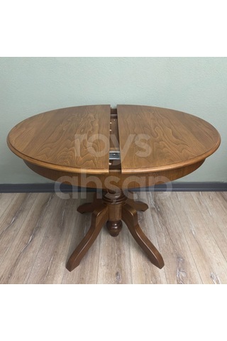 Roys Ahşap 100 Cm Açık Ceviz Yuvarlak Açılır Baba Ayak Masa