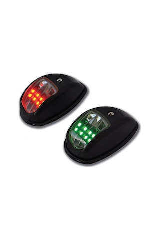 12M. Led 12V Iskele / Sancak Feneri Takım Siyah . Seyir Feneri Siyah