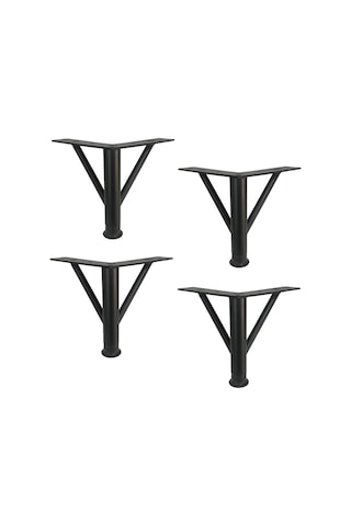 4 Adet Firkete Ayak Metal 25 Cm Mat Siyah Mobilya Koltuk Ayağı Siyah
