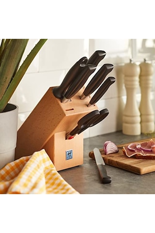 Zwilling Four Star 8 Parça Blok Bıçak Seti Doğal Ahşap Bloklu, Paslanmaz Çelik Ve Ahşap, Siyah 6999