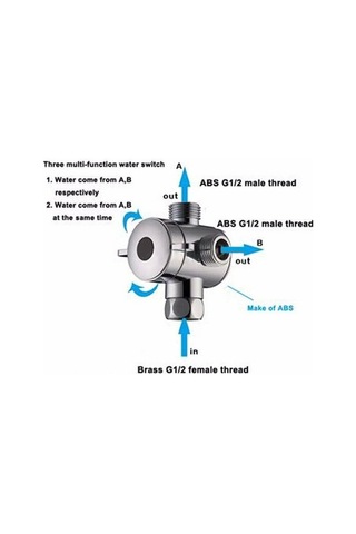 Yulong Reedark 3 Yollu Duş Başlığı Adaptörü - Kol Montajlı 1/2